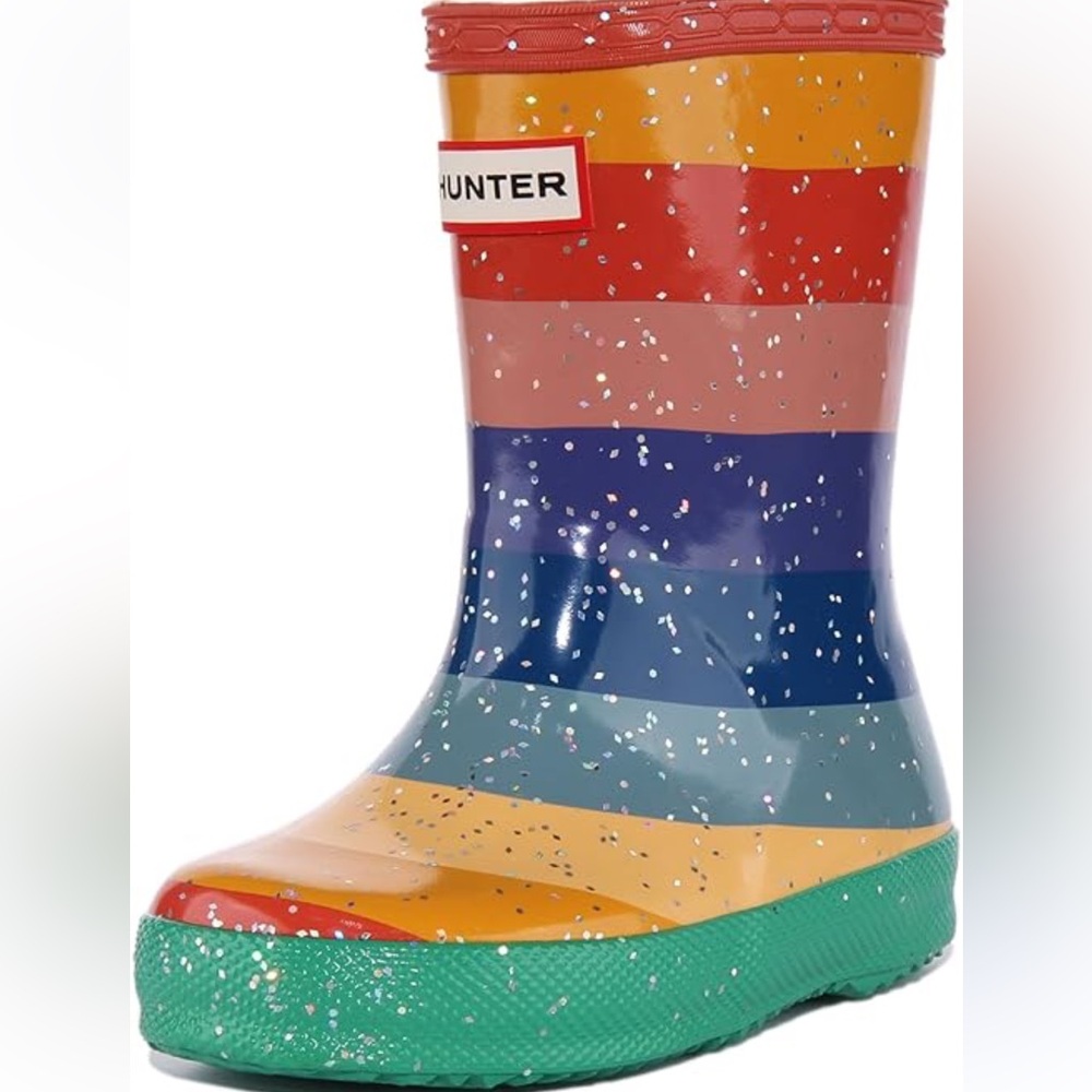 Hunter First Class Kids Glitter Rainbow Rain boots UK 8, US 9